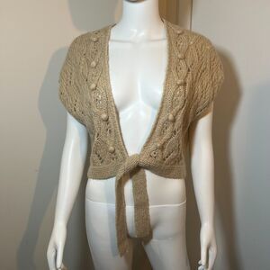 Ann Taylor Bolero Tie-Front Cardigan L - Boho Fairy Grunge Goblin Cottage Ballet